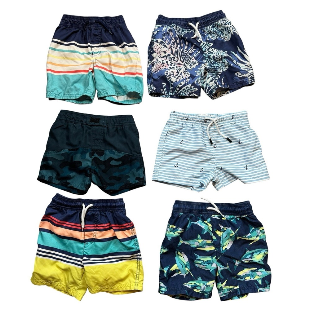 Toddler Boys Swim Trunks Lot of 6 Multiple Brands Carters OshKosh Size 3T EUC